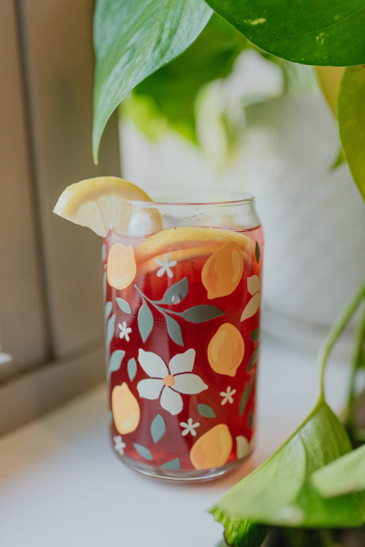 Lemons & Magnolias Glass Cup