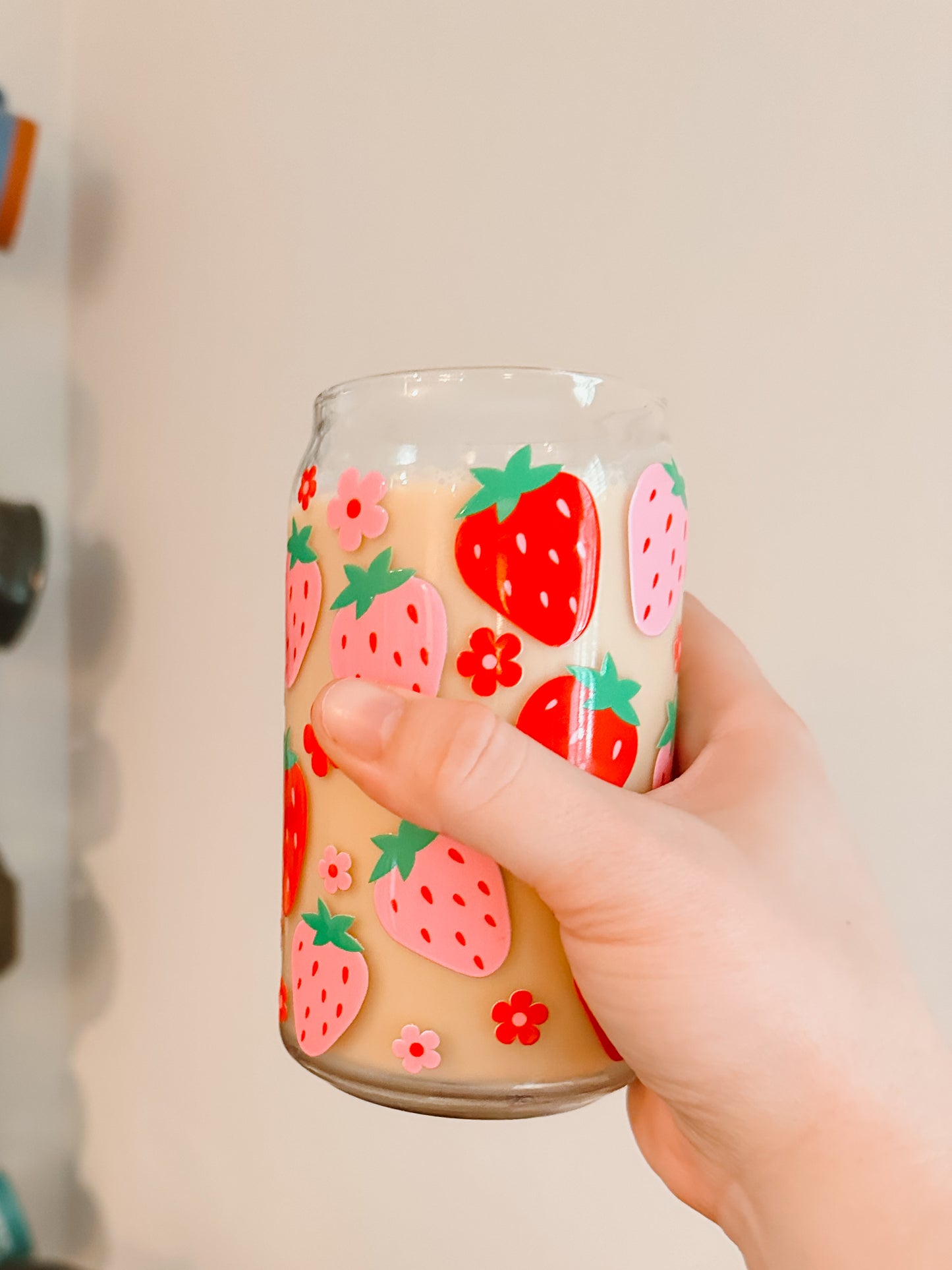 Summer Strawberries Glass Cup