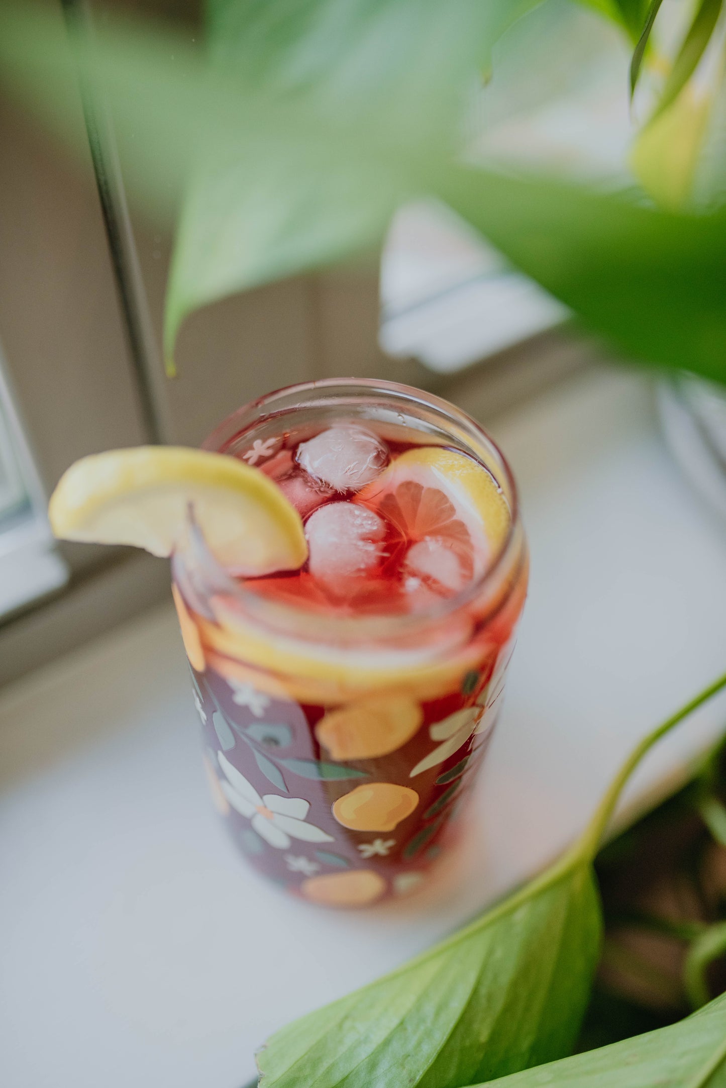 Lemons & Magnolias Glass Cup