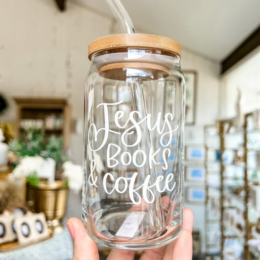 Jesus Books Coffee Glass Cup