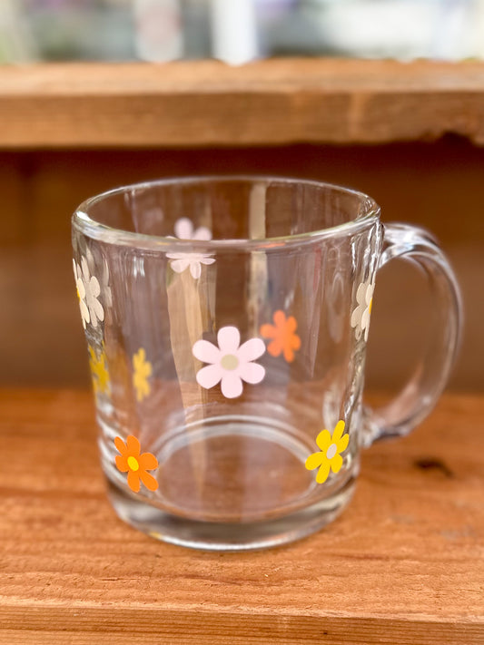 Floral Glass Coffee Mug